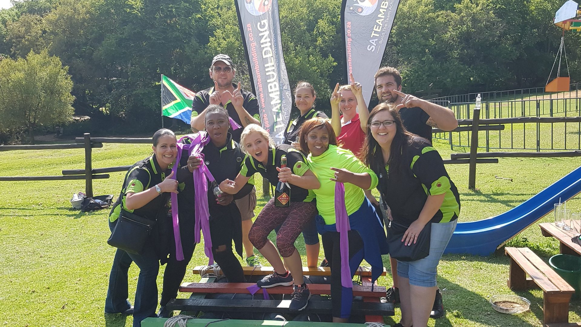 Team celebrating a win at an SA Teambuilding event